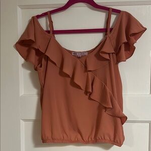 Women's Ruffled Off-Shoulder Top - Rust